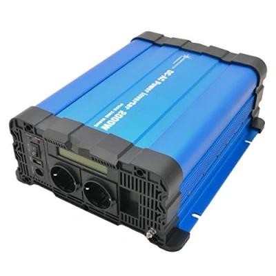 Abbildung von SOLARTRONICS Spannungswandler FS2000D 24v 2000 Watt mit Display Wechselrichter auf 230v Reiner Sinus LiFePO4/Lithium, Blei , Gel oder AGM Batterie kompatibel USB Fernbedienung optional