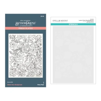Abbildung von Spellbinders Winter Rose Background BetterPress and Stencil Bundle (BD 0879)
