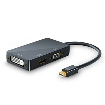 Abbildung von CSL 4k 3in1 Mini Displayport 1.2 zu HDMI VGA oder DVI Adapter 3840x2160 UHD 2160p kompatibel mit PC MAC Apple ASUS Dell Google Lenovo HP Toshiba Video und Audio Übertragung schwarz