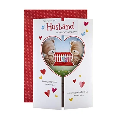 Abbildung von Hallmark Valentinstagskarte für Ehemann niedliches gestanztes bewegliches Design.