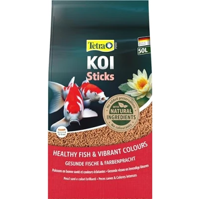 Abbildung von Tetra Pond Koi Sticks Futter für farbenprächtige Fische und eine verbesserte Wasserqualität, 50 L Sack
