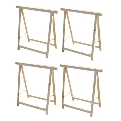Abbildung von dynamic24 Werkbank, (4er Set), 4x Holz Klappbock Unterstellbock Gerüstbock Stützbock Arbeitsbock Stützbalken