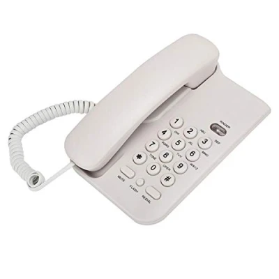 Abbildung von Schnurgebundenes Telefon, Freisprech Festnetztelefon mit großer Taste für das Home Office des Hotels.(Weiß)