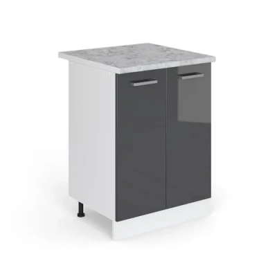 Abbildung von Vicco Küchenunterschrank R Line, Anthrazit Hochglanz/Weiß, 60 cm, AP Marmor