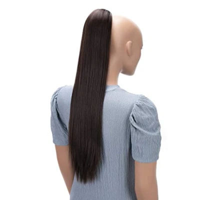 Abbildung von CAISHA 65cm Haarteil Mit Kordelverschluss Langhaar Zopf Pferdeschwanz Haarverlängerung Glatt Braun PH618