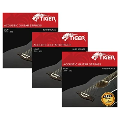 Abbildung von TIGER Akustische Gitarre Saiten Pack von 3 Super leicht (1152) Sets