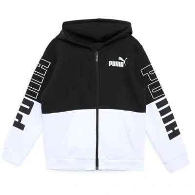 Abbildung von Puma Power Colorblock FULL ZIP Unisex Sweatjacke für Kinder, Größe: 128, Black