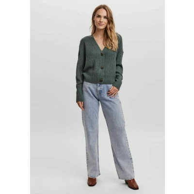 Abbildung von Vero Moda Vneck CUFF Strickjacke, Damen, Größe: XS, Balsam green