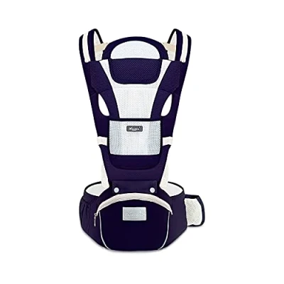 Abbildung von SONARIN Babytrage Atmungsaktiv mit Hüftsitz für Neugeborene und Kleinkinder von 0 36 Monate,Reiner Baumwolle 3D Air Mesh Ergonomische,Multiposition,Bis zu 30 kg(Dunkelblau)