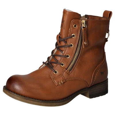Abbildung von Mustang Shoes Winterboots, Schnürboots, Stiefelette, Blockabsatz, mit Reißverschluss