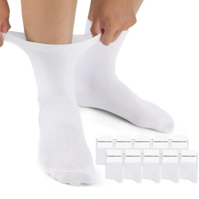 Abbildung von Mowenti Diabetiker Socken Damen 39 42 Ohne Gummibund Diabetikersocken Herren 10 Paar Komfortbund Extra Weit Baumwolle Weiß Herrensocken Damensocken