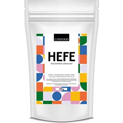 Abbildung von Limfood 200g Trockenhefe, Hefe zum backen von Brot, Brotteig, Kuchen, Pizza, Stollen, Hefezopf, Backhefe, bestens dosierbar für luftigen Hefeteig