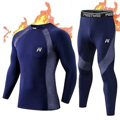 Abbildung von MeetHoo Thermounterwäsche Herren, Funktionsunterwäsche Atmungsaktiv Thermo Unterwäsche Set Lang Thermohemd &amp; Thermohose für Männer Skifahren Laufen Sport