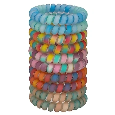 Abbildung von JessLab Spirale Haargummis, 10 Stück Sortierte, Spurlose Spiral Niedliche Plastikspirale als Pferdeschwanzhalter, Schadensfreies Haar Accessoire für Frauen und Mädchen, Regenbogen