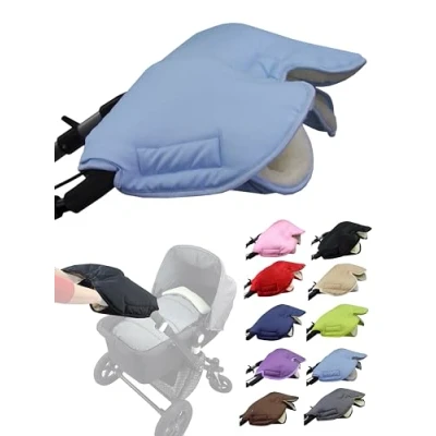 Abbildung von Muff Handschuh [Handwärmer für Kinderwagen] Handmuff Buggy mit Lammwolle wasserfest winddicht Universalgröße Kinderwagen, Buggy, Radanhänger (hellblau)