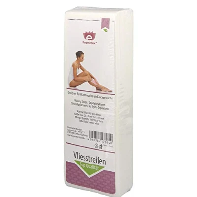 Abbildung von Kosmetex Vliesstreifen 100 Stück für Wachs, Vlies Streifen 20cm die Haarentfernung mit Warmwachs und Zuckerpaste