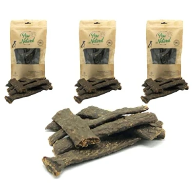 Abbildung von Paw Natural Hunde Leckerlis (3x150g) Lamm Streifen 100% Gluten &amp; getreidefrei aus frischem Fleisch gesunder Tiere (450g)