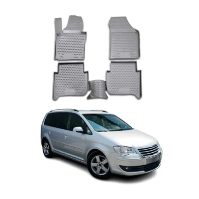 Abbildung von OMAC 7512444G Fußmattensatz Gummi, TPE (thermoplastischer Elastomer) 4 grau VOLKSWAGEN: Touran I, I