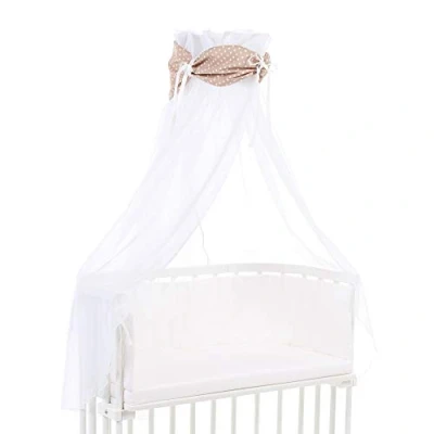Abbildung von babybay Himmel Organic Cotton mit Schleife passend für die Modelle Original, Maxi, Boxspring, Comfort, Comfort Plus und Midi, hellbraun Sterne weiß