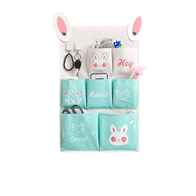 Abbildung von 2er set Hängnde Tasche Aufbewahrungstasche,Organizer Taschen Wand Hängender Aufbewahrungstasche für Kinderzimmer Schlafzimmer,3Taschen/7Taschen (Hase,7 Taschen)
