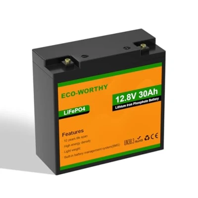 Abbildung von ECO WORTHY LiFePO4 12V 30Ah mit 25A BMS Schutz und Max. 15000 Zyklen,384Wh Lithiumbatterie für Trolling Motor,Elektrische Rollstühle, Elektromobile,Boot