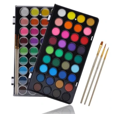 Abbildung von Artecho Aquarellfarben 36 Farben mit 3 Pinsel, Tragbar und Einfach zu Bedienen, Ideal für Künstler, Hobbymaler, Schule, Kunstunterricht.