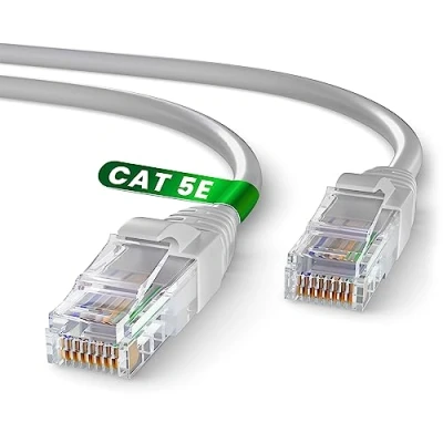 Abbildung von Mr. Tronic 50m Ethernet Netzwerkkabel Cat 5E, LAN mit RJ45 Anschlüssen Für Schnelle &amp; Zuverlässige Internetverbindung, AWG24 Patchkabel 5E 1 Gbps UTP CCA (50 Meter, Grau)
