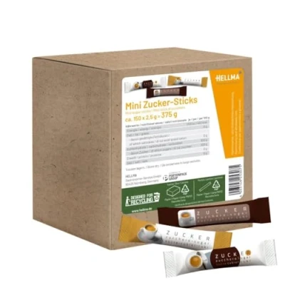Abbildung von Hellma Mini Zucker Sticks, 150 Portionen, 0.375 von FROG.coffee