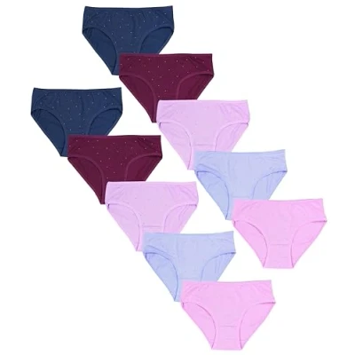 Abbildung von TupTam Mädchen Slips mit Aufdruck 10er Pack, Farbe: Slips/Pünktchen Lila Dunkelblau Rosa Weinrot Violett, Größe: 152 158