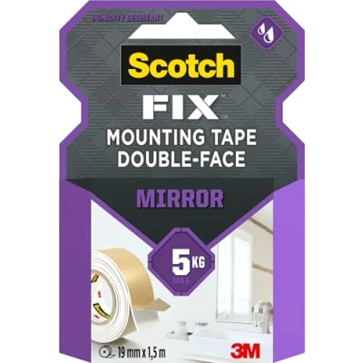 Abbildung von Scotch Fix Spiegelmontageband 4496W 1915 P, 19 mm x 1,5 m, 1 Rolle/Packung (Verpackung kann abweichen)