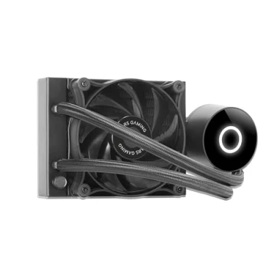 Abbildung von Mars Gaming ML PRO120, Professioneller CPU Flüssigkeitskühler, TDP 220W, Ultraleiser FDB Lüfter, Opti Chamber Pumpe mit weißem Beleuchtungsring, Universal Multisockel, Schwarz