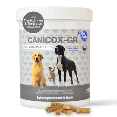 Abbildung von NutriLabs Canicox® GR Nahrungsergänzung für Senioren Hunde 500 g Pellets mit MSM, Chondroitin, Glucosamin, Ginseng, Weißdorn u.v.m. Gesundheitsprodukte