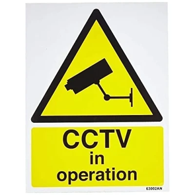 Abbildung von vsafety 63002 an s &quot;CCTV in Operation&quot; Achtung Allgemeine Schild, selbstklebend, Hochformat, 150 mm x 200 mm, schwarz/gelb