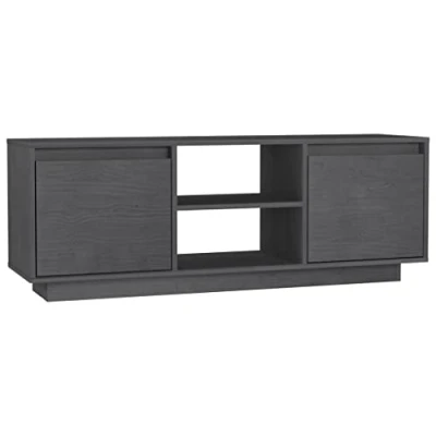 Abbildung von vidaXL Massivholz Kiefer TV Schrank Lowboard Möbel Tisch Board Sideboard Fernsehtisch Fernsehschrank HiFi Wohnzimmer Grau 110x30x40cm