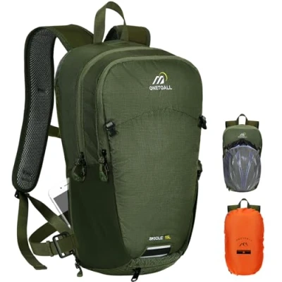 Abbildung von ONETOALL Fahrradrucksack 15L Wasserdicht, Diebstahlsicherer Wanderrucksack mit Helmnetz und Regenschutz, Kleiner Skirucksack Abnehmbarem Bauchgürtel zum Radfahren Wandern Tagestour Sport Alltag