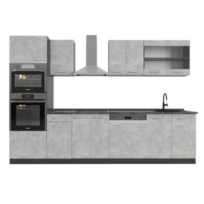 Abbildung von Vicco Küchenzeile R Line, Beton/Anthrazit, 300 cm mit Hochschrank, AP Anthrazit