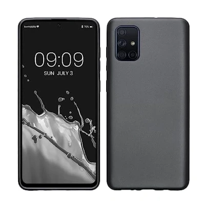Abbildung von kwmobile Case kompatibel mit Samsung Galaxy A71 Hülle Schutzhülle aus Silikon metallisch schimmernd Handyhülle Metallic Grau