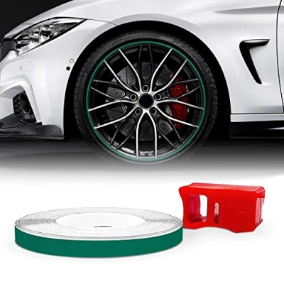 Abbildung von 4R Quattroerre.it 10356 Reflektierende Dekorstreifen für Felgen mit Applikator, Wheel Trim Stripes Grün, 5 mm x 6 mt