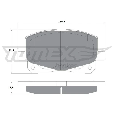 Abbildung von TOMEX brakes TX 16 11 Bremsbelagsatz Vorderachse nicht für Verschleißwarnanzeiger vorbereitet TOYOTA: Previa / Estima II
