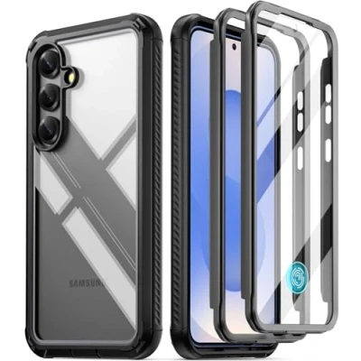 Abbildung von POETIC Guardian Hülle für Samsung Galaxy S25 5G, 6M Falltest gemäß Militärstandard, integrierter Displayschutz und Fingerabdruck ID, robuste stoßfeste Ganzkörperhülle, Schwarz/Transparent