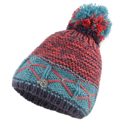 Abbildung von GUGGEN Mountain Wintermütze Mütze für Damen mit Bommel Strickmütze Bommelmütze Warme Classic Mützen Cap leichtem Fleecefutter Blau Orange