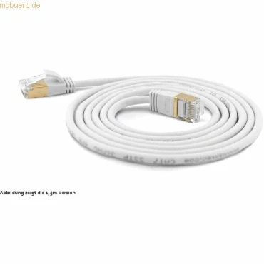 Abbildung von wantecWire Extra dünnes Patchkabel CAT.7 Kabel, CAT.6 Stecker SSTP geschirmt, Länge 1 m, weiß