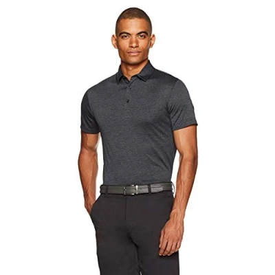 Abbildung von Amazon Essentials Herren Tech Stretch Poloshirt, Schmale Passform, Schwarz Heide, XL