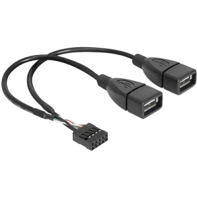 Abbildung von Delock USB Kabel 2.0Pfostenstecker 8pol, A Buchse 20.00cm Schwarz UL Zertifiziert