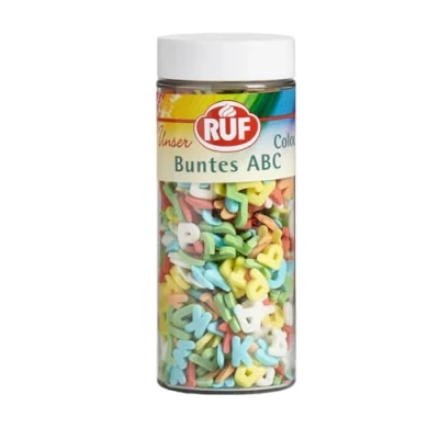 Abbildung von RUF ABC Streusel, Buchstaben Streusel essbar, für Kuchen, Cup Cakes und Plätzchen, essbare Tortendeko