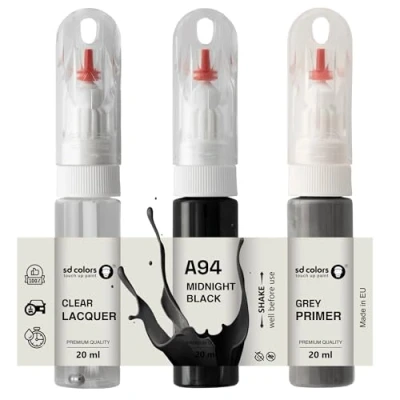 Abbildung von SD COLORS Midnight Black A94 Ausbesserungslack, 20 ML, praktischer Pinsel zur Reparatur von Kratzern (Farbe + Grundierung Lack)
