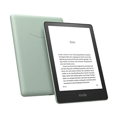 Abbildung von Zertifiziert und generalüberholt Kindle Paperwhite Signature Edition (32 GB) mit 6,8 Zoll (17,3 cm) großem Display, kabelloser Ladefunktion Werbung Agavengrün