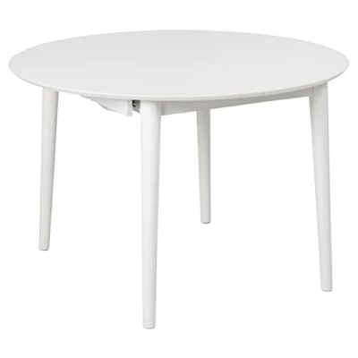 Abbildung von AC Design Furniture Monty Ausziehbarer Esstisch für 6 Personen, Runde Tischplatte in Weiß mit Runden Beinen, Küchentisch Ausziehplatte, Ø: 115 x H: 75 cm