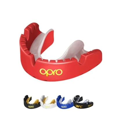 Abbildung von Opro Gold Zahnspange Rot/weiß Erwachsene V2