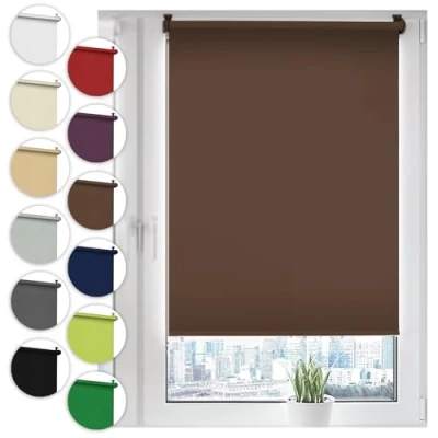 Abbildung von Verdunkelungsrollo Klemmfix ohne Bohren 120cm x 210cm Braun Verdunklungsrollo Fensterrollo Rollo Seitenzugrollo Klemmrollo für Fenster &amp; Tür
